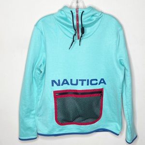 Nautica Men’s Zip Up Pullover Sweatshirt Teal Size Medium Lil Yachty Inspired